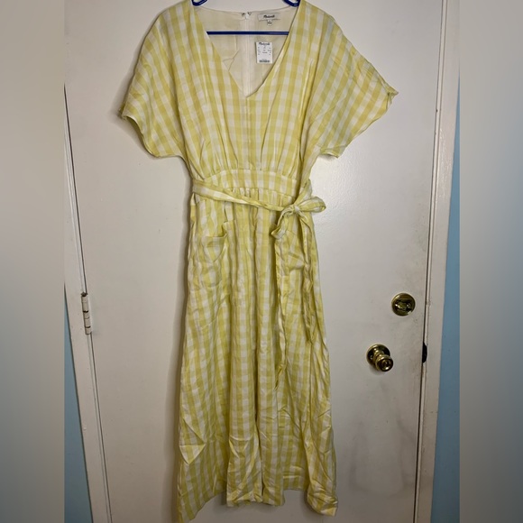 Madewell Dolman-Sleeve Tie-Waist Midi Dress in Gingham Check - Picture 3 of 8
